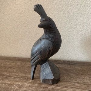 Vintage Wood Carved Quail Figurine